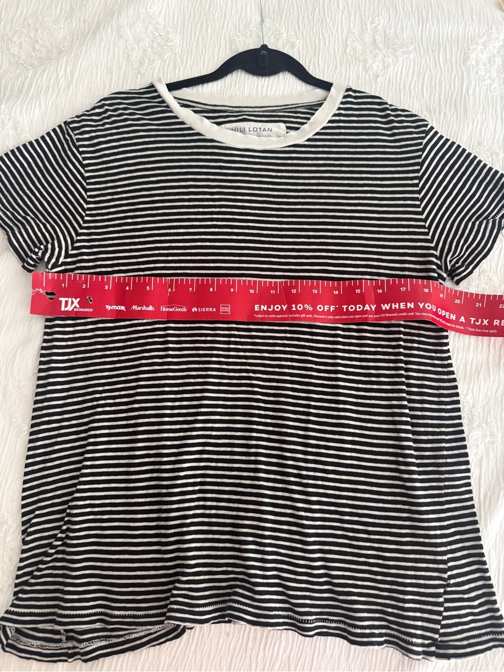 NWT Nili Lotan Brady Tee Shirt Dark Navy White Stripe 100% Cotton USA -Size S - Picture 3 of 9